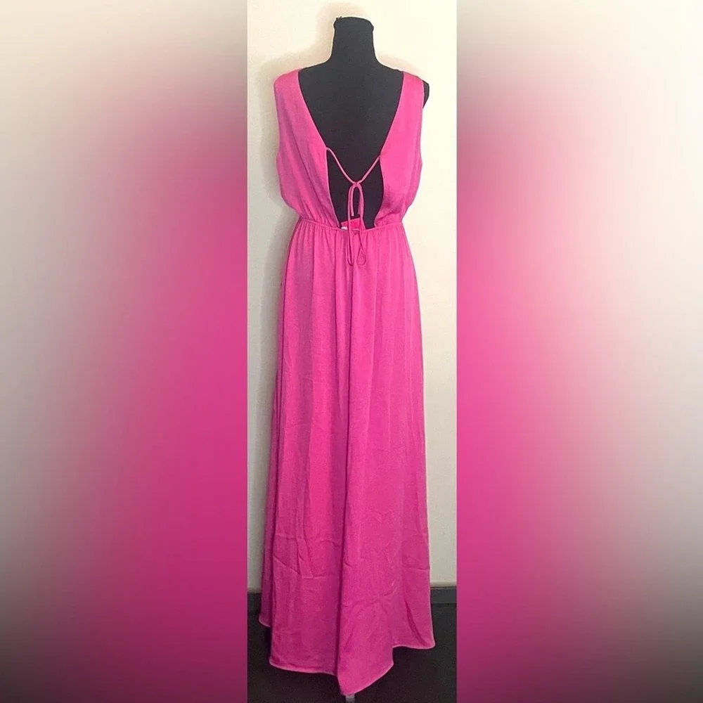 Tyche Womens‎ Hot Pink Cowl Neck High-Low Maxi Dress D-8125 Size M NEW